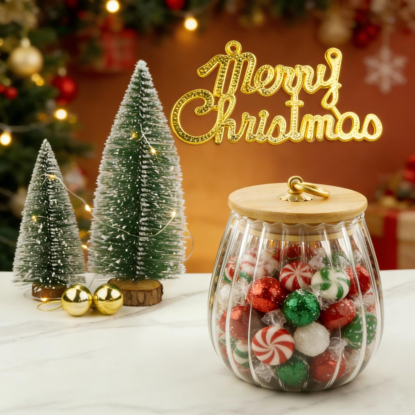 LUATSDAR Clear Glass Jar Coffee Canister, Cookie Candy Jar Sugar Container with Airtight Bamboo Lid, 23 FL OZ Kitchen Food Storage Container for Pantry, Flour, Pasta, Cereal, Beans, Spice, Oval