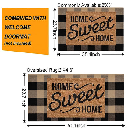 Checkered Front Door Mat Outdoor 24''x35''Buffalo Plaid Outdoor Rug Cotton Washable Layered Doormat for Bedroom,Bathroom,Farmhouse,Entryway,Home Entrance