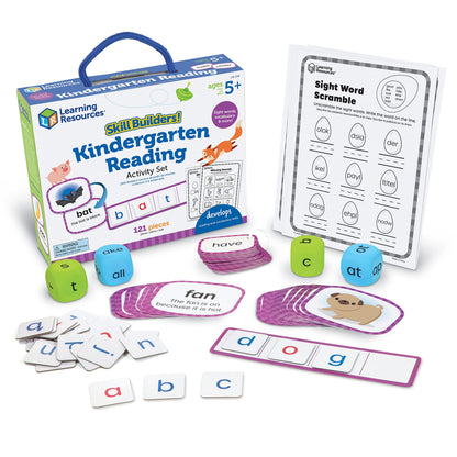 Learning Resources Skill Builders! Kindergarten Reading Activity Set - 122 Pieces, Ages 5+, Back to School Essential Materials, Homeschool Supplies