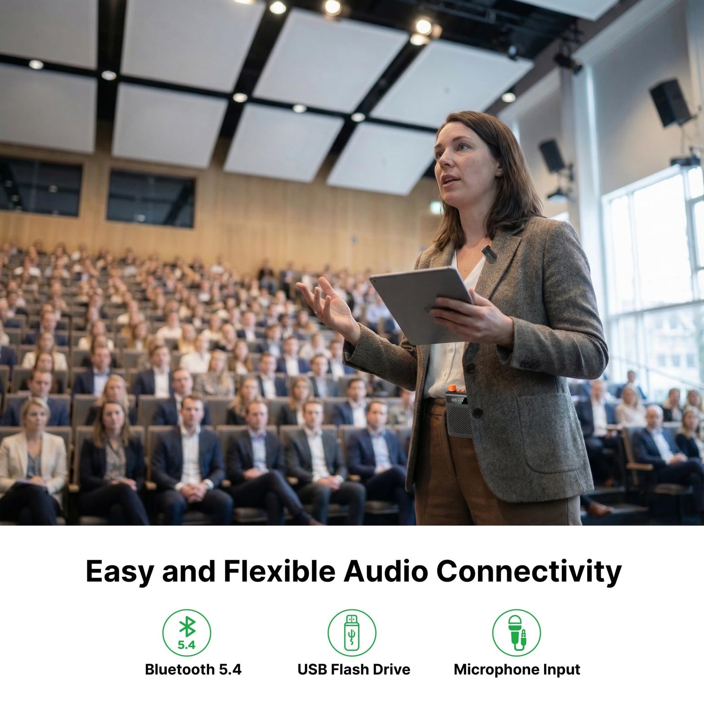 Xvolt Wireless Voice Amplifier for Teachers with Microphone - Portable Rechargeable 10W Bluetooth Speaker with Wireless Clip-On Mic Waist Strap for Classroom Teaching Public Speaking Training (Black)