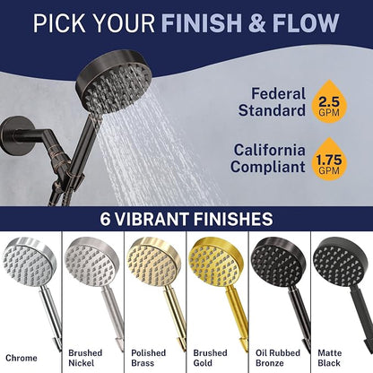 HammerHead Showers® Solid Metal LOW FLOW Handheld Shower Head with Hose and Brass Holder - OIL RUBBED BRONZE – Water Saving 1.75 GPM Detachable Shower Head - Adjustable Shower Wand Bracket & 6ft Hose