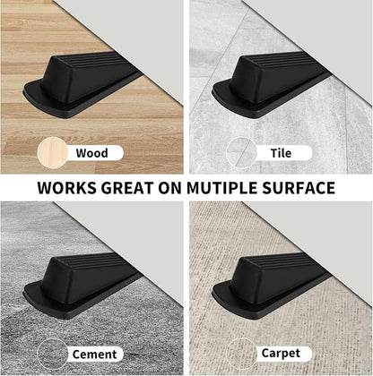 Door Stoppers, 2 Pack Premium Rubber Door Stoppers for Bottom of Door Security Rubber, Door Stopper Wedge for Carpet Heavy Duty Door