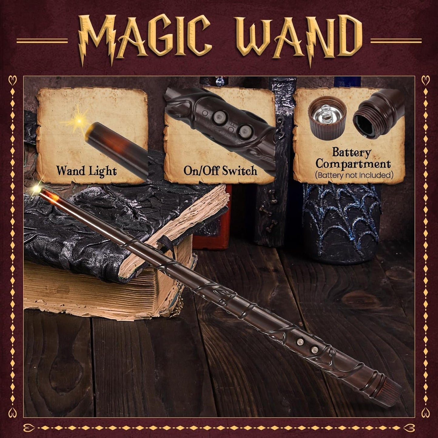 SOONEEDEAR Harry Floating Battery Operated Flameless Hanging Candle Lights with Potter Magic Wand Remote, Floating Candles with Remote, Hanging Decor for Home Classroom Birthday Party Church