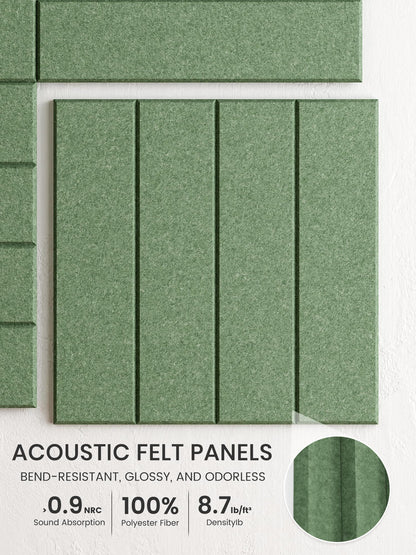 Bumusty Large Cork Board Alternative-36 x 24" Felt Bulletin Board Tiles, with 30 Pushpins, 40 Adhesive Tabs, Bold-Stripe 6-Pack, Cork Boards for Office Push Pin Board Felt Board-Moss Green