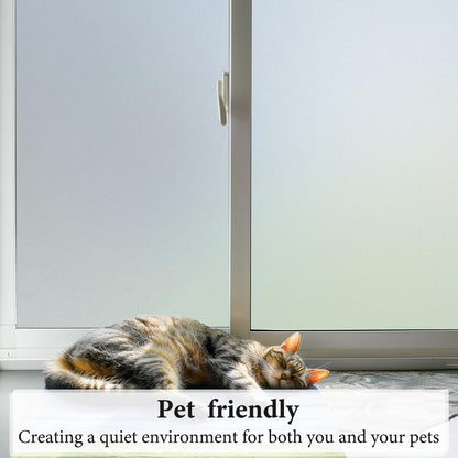 DUOFIRE Frosted Glass Window Privacy Film, Static Cling No Glue Heat Blocking, Renter-Friendly Removable Anti-UV Anti-Glare Decorative Covering for Home Bathroom Bedroom Office 35.4 x 78.7 in