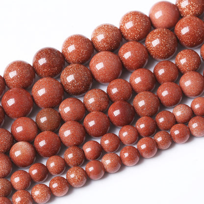 32PCS 12MM Natural Gold Sand Stone Beads Energy Healing Beads for DIY Jewelry Bracelet Necklace Making for Jewelry Making15Inch