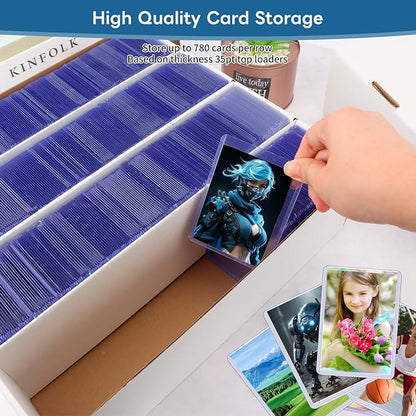 Trading Card Storage Box 3120 Count Collector Cards Box White Sports Card Storage Boxes Card Sorting Tray Cases Cards Collection Trading Cards Box for Soccer Basketball Cards(6 Set)