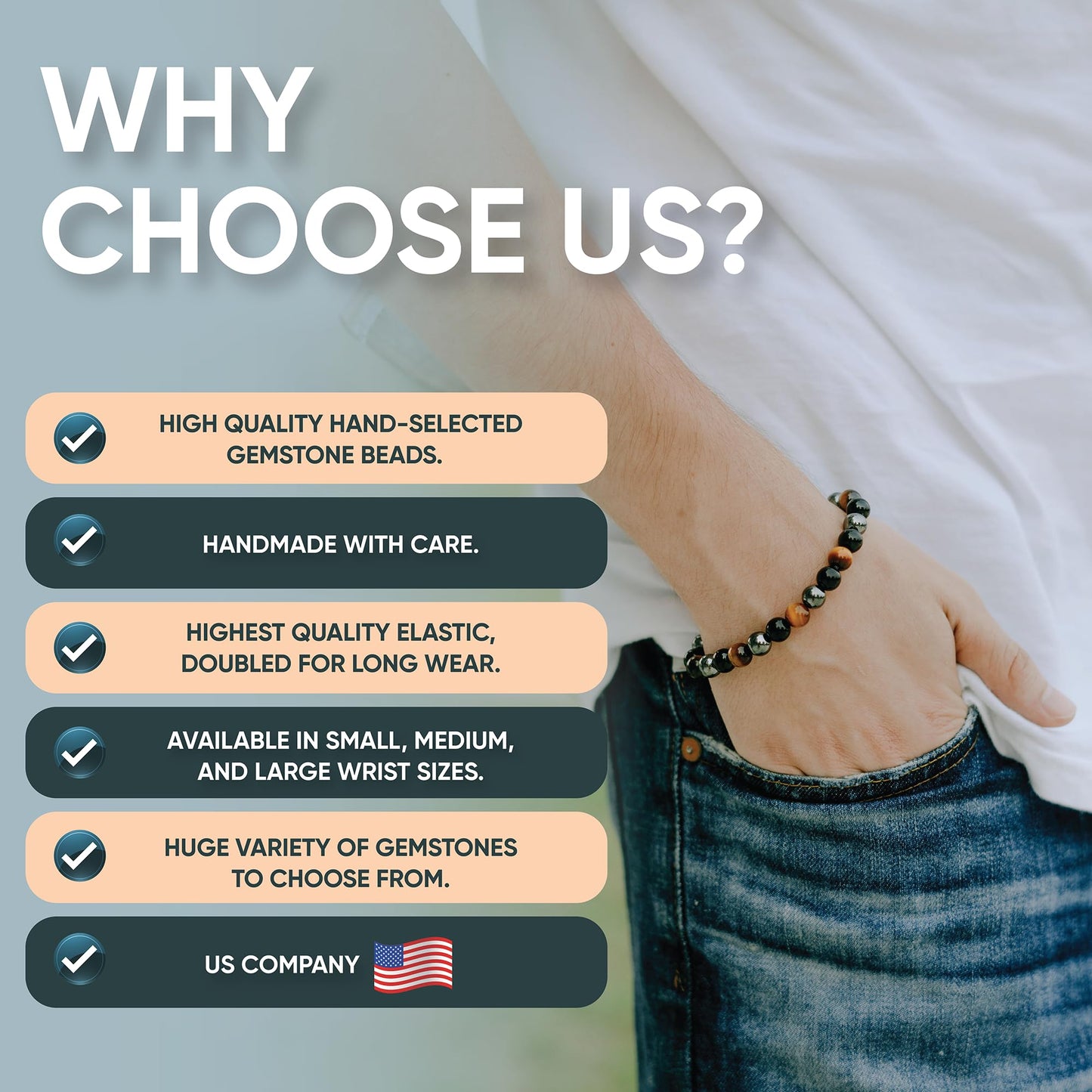 Cherry Tree Collection - Small, Medium, Large Sizes - Gemstone Beaded Bracelets For Women and Men - 6mm Round Beads (Green Aventurine - Medium)
