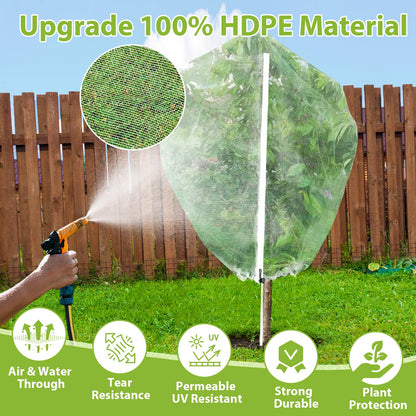 Large Fruit Tree Netting with Drawstring and Zipper, 10 * 10FT Garden Netting for Garden Protection, Insect Bird Netting for Fruit Trees, Protection from Anti Birds, Bugs,Cicadas, Insects
