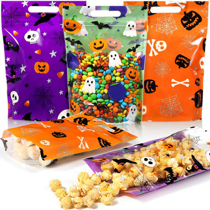 Resholder 60 Pcs Halloween Treat Bags Bulk Plastic Bags with Handle Pumpkin Witch Hat Ghost Candy Goodie Bag Halloween Party Favor Gift Bag for Kids Birthday Party Supplies