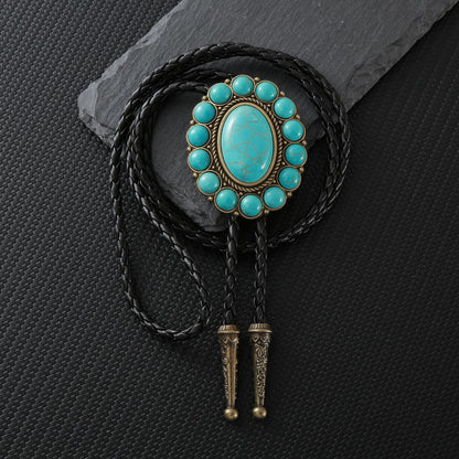 GelConnie Turquoise Bolo Tie for Men Womens Bolo Tie Cowboy Necktie Natural Stone Bolo Ties Necklace