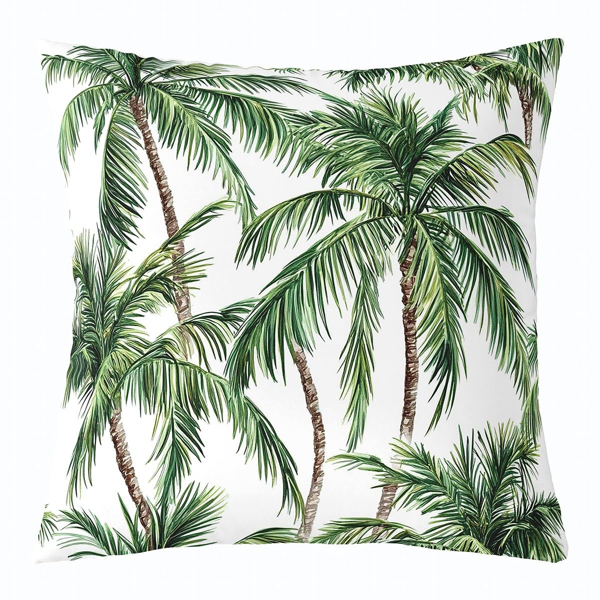 Pack of 2 Palm Tree Print Decorative Throw Pillow Covers, Soft Botanical Palm Leaf Square Cushion Case Set for Couch Sofa Bedroom Living Room, Hawaiian Tropical Pillow Cases Pillowcases, 24x24 Inches