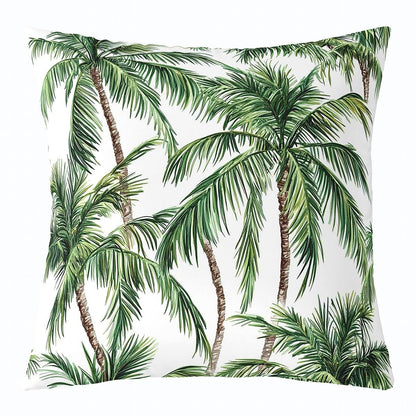 Pack of 2 Palm Tree Print Decorative Throw Pillow Covers, Soft Botanical Palm Leaf Square Cushion Case Set for Couch Sofa Bedroom Living Room, Hawaiian Tropical Pillow Cases Pillowcases, 24x24 Inches