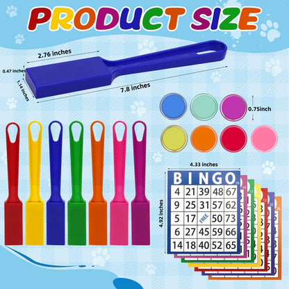 Coopay Magnetic Bingo Wand Chip and Game Card Set - 7 Pack Magnetic Wands, 350 Colorful Metal Chips, 70 Bingo Paper Cards for Kids Classroom Science Learning Counting Family Game Night Educational