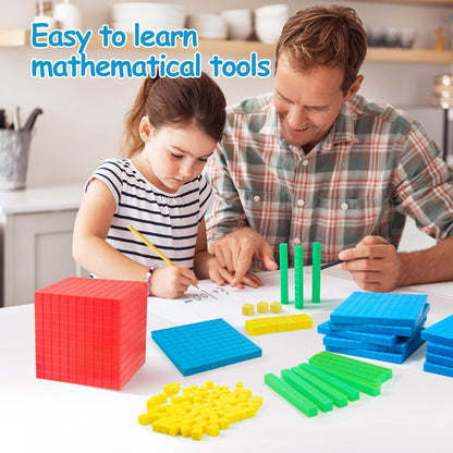 TOMMYHOME 334 PCS Base Ten Blocks Set,Contains 110 rods Counting Cubes to Help Kids Learn Maths. 2 Boxes-Pack.
