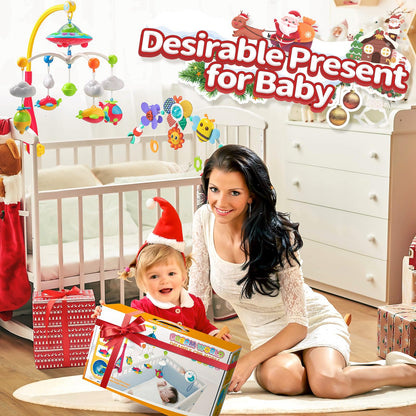 Baby Musical Crib Mobile with Hanging Rotating Toys, Remote Control, Lights Projector Function Music Box, Cartoon Rattles for Babies Boy Girl 0-24 Months, Newborn Sleep with 108 Melodies (Plane)
