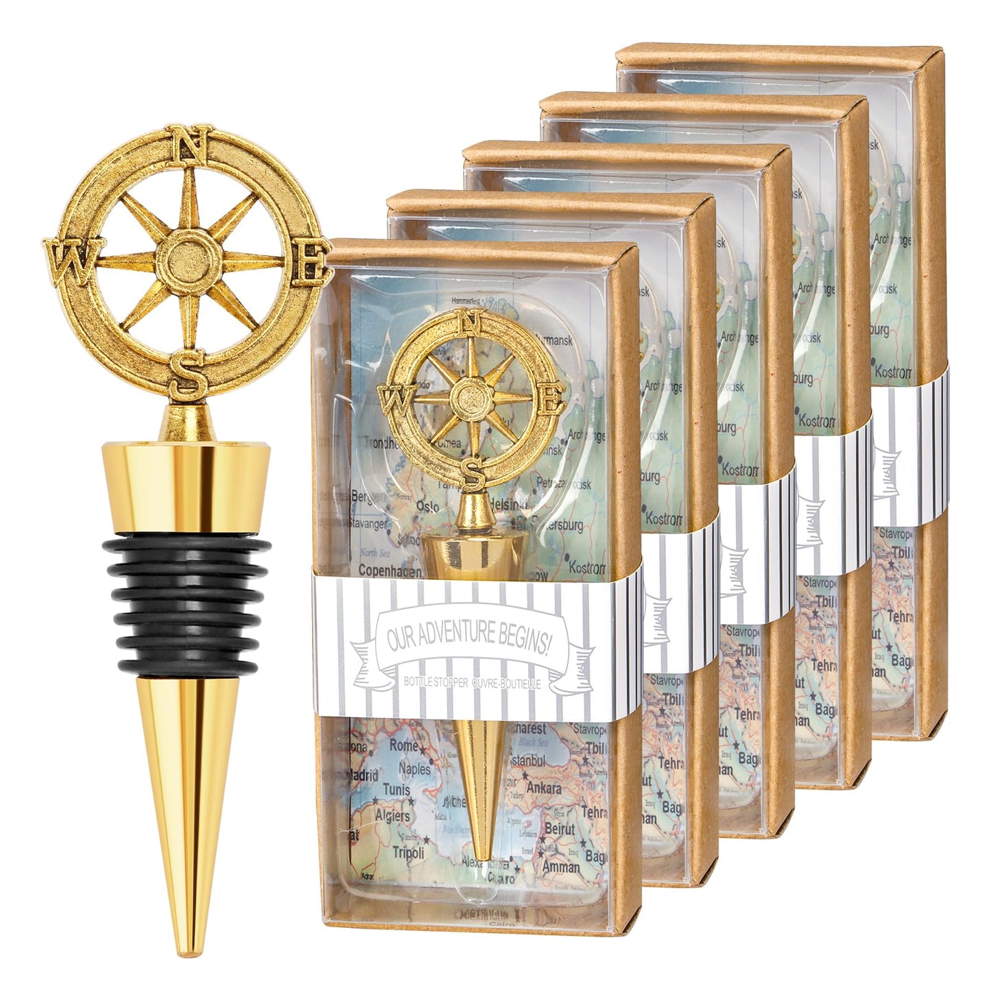 30Pack Rudder Wine Bottle Stoppers - Anchor-Designed Reusable Wine Savers, Elegant Decoration for Wine Lovers & Sailors, Perfect for Home, Yacht Party, Restaurants, Preserve Freshness (Gold)