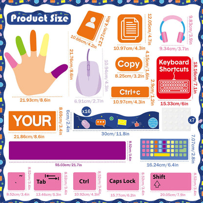Computer Keyboard Bulletin Board Set Keyboard Shortcuts Classroom Decorations Inspirational Technology Education Paper Cutouts Computer Lab Bulletin Board for Back to School Office Teacher Supplies