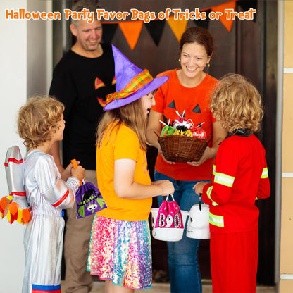 HOIIOH 120 Pcs Halloween Treat Bags Bulk, 6x6 Inch Drawstring Candy Bags