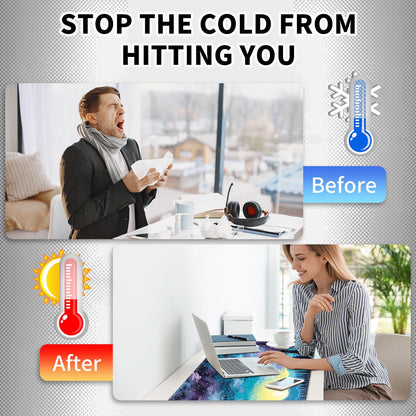 Heated Mouse Pad Hand Warmer, Warm Desk Pad Mousepad Desk Mat with 3 Levels Heating and Auto Shut Down 31.5 x 13 inch PU Leather Warmer Keyboard Mat for Gaming Laptop Office Home, Art Forest Galaxy