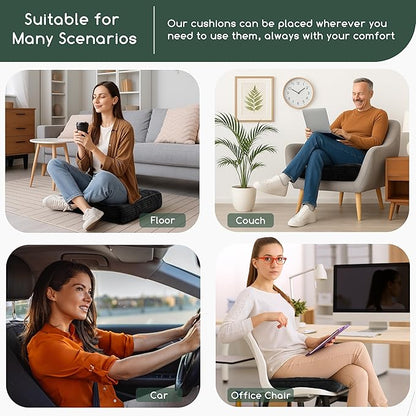 Tufted Corduroy Recliner Seat Cushion for Elderly, High Density Foam Large Square Seat Cushion for Recliner Chair, Floor Pillow, Office Chair, Car, No Pressure on Thighs, 20x20x4