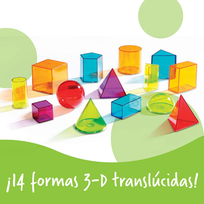 Learning Resources View-Thru Geometric Solids - Classroom Must Haves, Teacher Supplies, Geometry Set, Pattern Blocks, Homeschool, 3d School Shapes For Teaching, Math Manipulatives Essentials