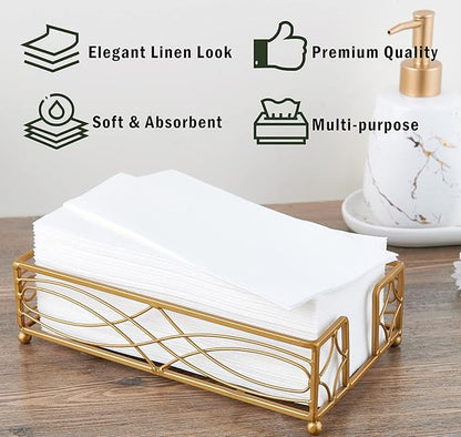 FOCUSLINE 480 Disposable Bathroom Napkins, Linen-Feel Paper Guest Towels
