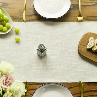 Artoid Mode Beige Tassel Table Runner, Boho Linen Blend Rustic Farmhouse Style Kitchen Table Decoration Holiday Wedding Party Dinning Decor 13x72 Inch