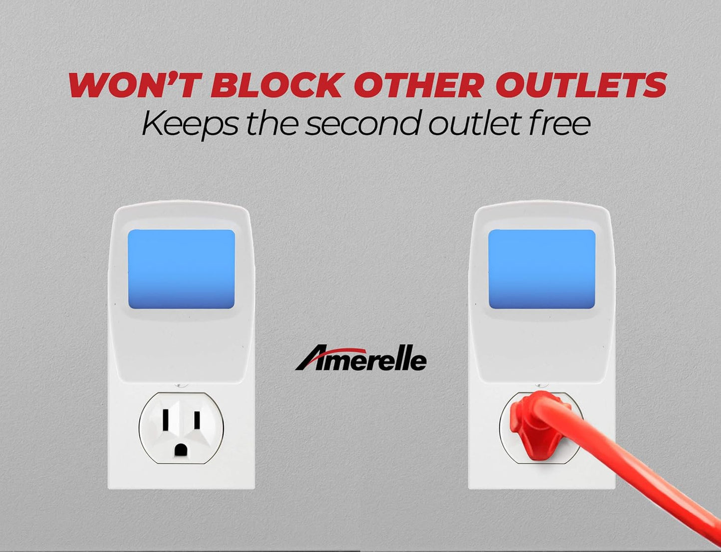 AMERELLE Always-On Blue Night Light, 4 Pack (71282) - Slim, Plug-in, LED Light with a Soft, Cool Blue Glow - Slim Suitable for Bedrooms, Bathrooms, Hallways, Kitchen, or Nursery