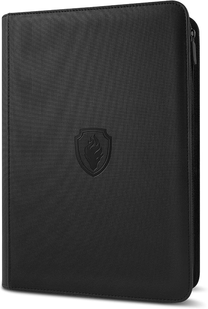 Premium Zip Card Binder, Fabmaker 9 Pocket Trading Card Binder, PU Cover Zipper Card Collection Album, Sturdy 360 Side-Loading Card Folder Holder for Game & Sports Cards, Black