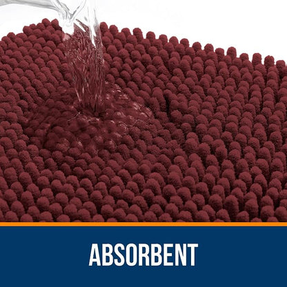 OLANLY Toilet Rugs U-Shaped 24x20, Extra Soft Absorbent Chenille Contour Bathroom Rugs for Toilet, Dry Quickly, Machine Washable, Non-Slip Bath Mat, Andorra Red-Brown