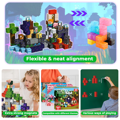 200PCS Magnetic Blocks - Magnetic Building Blocks Cubes for Kids Ages 4 5 6 7 8, Magnet Toys, STEM Learning Sensory Toys, Stacking Magnets, Birthday Gifts for Boys & Girls Ages 3+