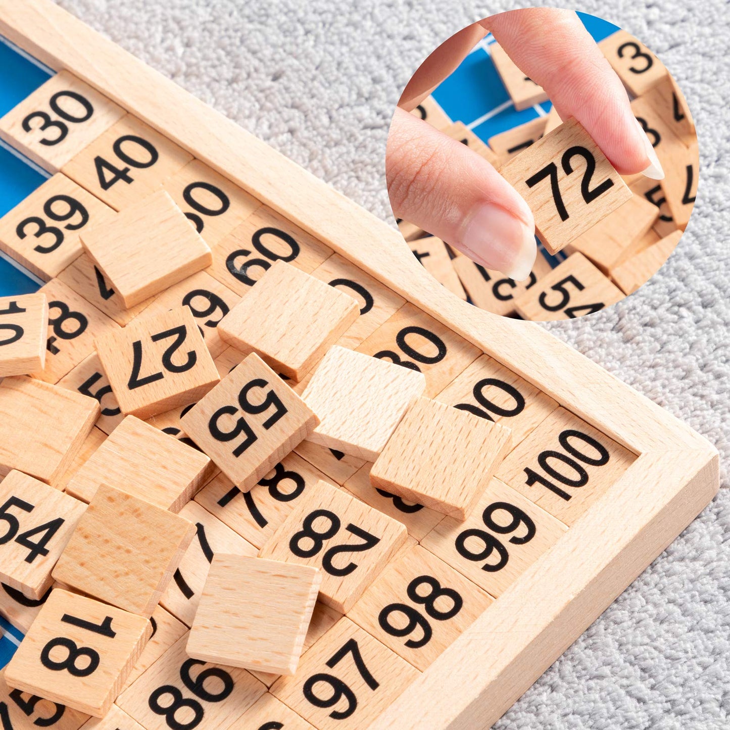 MERRYHEART Wooden Montessori Math Hundred Board, Counting to 100 for Kindergarten, 1-100 Number Board for Toddlers, Montessori Counting Game Board with Storage Bag