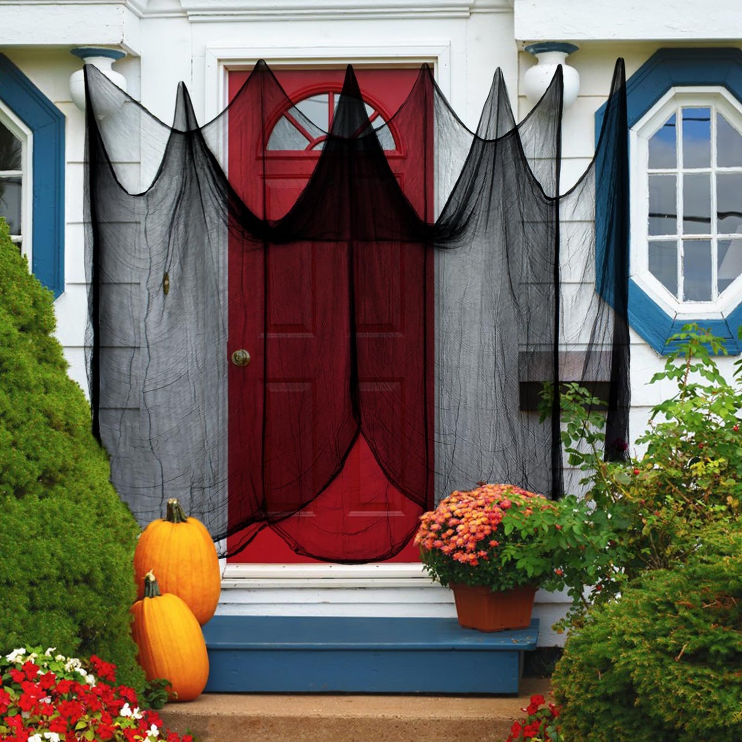 Halatool 85 X 400 in Halloween Creepy Cloth, Black Spooky Cheesecloth Scary Hanging Gauze Decor for Halloween Party Supplies Haunted Houses Windows Doorways Indoors & Outdoors