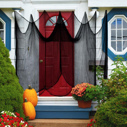 Halatool 85 X 400 in Halloween Creepy Cloth, Black Spooky Cheesecloth Scary Hanging Gauze Decor for Halloween Party Supplies Haunted Houses Windows Doorways Indoors & Outdoors