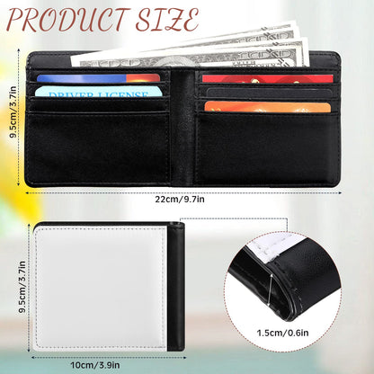 LEIFIDE 4 Pcs Sublimation Wallet Blanks for Men Heat Transfer Wallet Blank Sublimation Single Sided DIY Purse Slim PU Leather Bag with ID Windows Card Slots for Father's Day Gift Travel Work