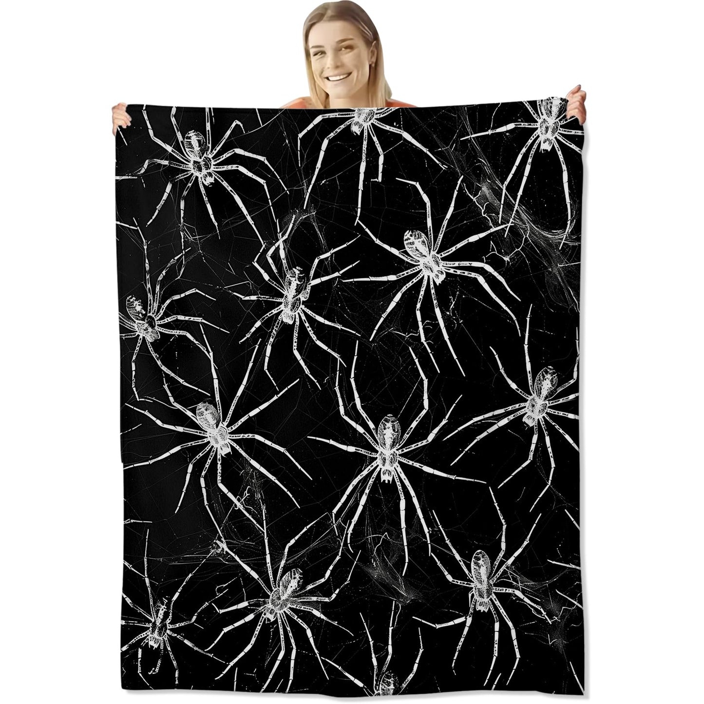 Soft Lightweight Halloween Throw Blanket for Kids & Adults - 50x60 inches, Spider Decor for Sofa, Bed, Travel, Camping