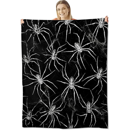 Soft Lightweight Halloween Throw Blanket for Kids & Adults - 50x60 inches, Spider Decor for Sofa, Bed, Travel, Camping