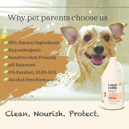 Hypoallergenic Sensitive Dog Shampoo - Dog & Cat Oatmeal, Collagen Infused & Best Vanilla Scent - Vegan, Anti-Itch Formula for Itchy, Dry Skin, Pet Shampoo – Natural Grooming for Pets 1 Gallon