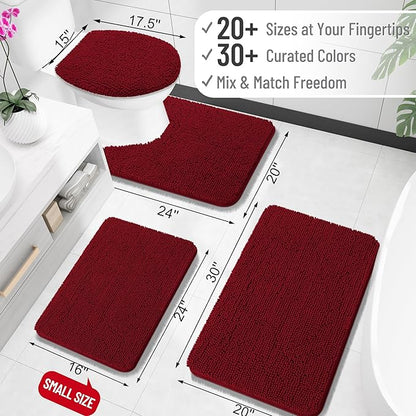 OLANLY Large Bathroom Rugs 40x24, Extra Soft Absorbent Chenille Bath Rugs, Rubber Backing Quick Dry, Machine Washable Bath Mats for Bathroom Floor, Tub and Shower, Home Decor Accessories, Burgundy