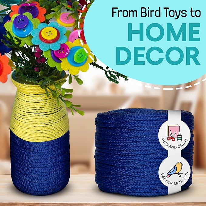 Super Bird Creations SB50030 Braided Polly Rope - Ideal for Making Bird Toys & Crafting - Hollow and Polly Rope, Polyethylene Rope - 1/8" Diameter & 500 Meters Long - Ideal for Parrots -Vibrant Purple