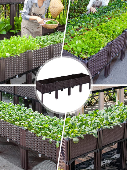 Kalolary 4 Sets Raised Garden Bed Elevated Garden Bed with Legs Patio Plant Boxes Vegetable Flowers Planting Raised Container for Indoor Outdoor Plant Fence Balcony Yard Gardening Supplies