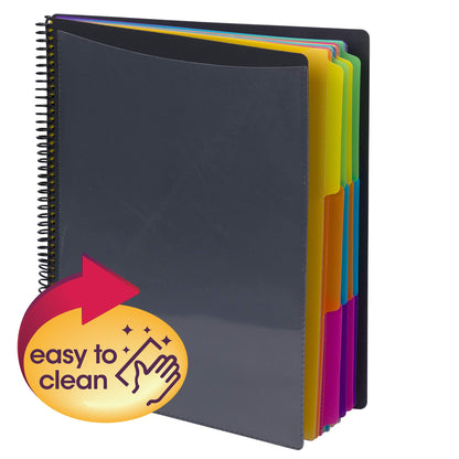 Smead 24 Pocket Poly Project Organizer, 1/3-Cut Tab, Letter Size, Gray with Bright Colors (89206), (Pack of 10)