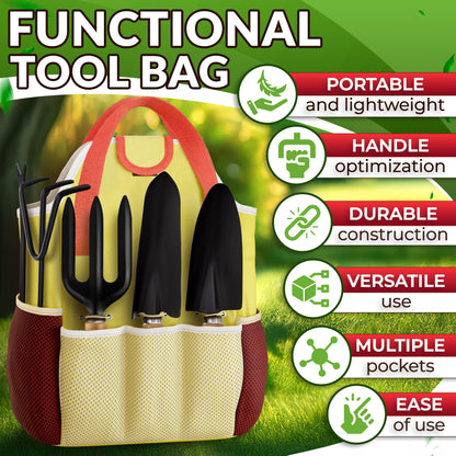 10 Pcs Gardening Tool Set for Women – All-in-One Garden Tools Set with Handy Tote Bag, Ergonomic Design & Rust-Resistant Steel – Gardening Tools for Women for Easy Garden Care & Gifts for Plant Lovers