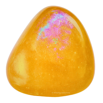 Amazing Gemstone Tangerine Aura Quartz Crystals and Healing Stones Tumbled - 1 Oz Tangerine Aura Quartz Stone, Natural Healing Stones for Energy Balance, Stress Relief - Polished