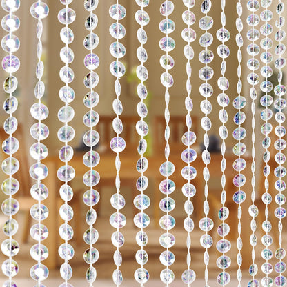 Boshen 3FTx6.5FT Crystal Beaded Curtain Door Beads 36 Strands Clear Acrylic Beads Hanging Room Divider Crystal Iridescent Diamond Cut Curtain Doorway Curtain for Room Doorway Divider Party Decor