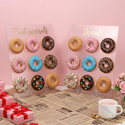Meyeyaia 2 Pack Donut Wall Display Stand for Dessert Table, Clear Acrylic Donut Board Display Holder Wall Stand for Wedding Birthday Holiday Party Bridal Baby Shower Decorations, 13.78 x 9.84 Inch