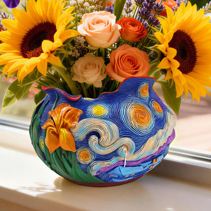ArtCachet Flower Starry Sky Plant Pots-Cute Unique Flower Pots with Drainage Hole, Resin Planters for Indoor Outdoor Succulent Planter, Plant Gifts for Mother's Day, Birthday, Christmas