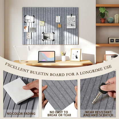 JBER Large Felt Bulletin Board 36" x 24" - 6 Pack Felt Wall Tiles, Cork Board Alternative to Use in Office & Home Decor, Classroom Decor, Vision Board to Display Your Photos(Light Gray)