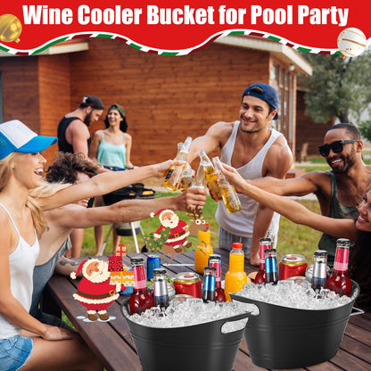 Norme 24 Pcs Oval Storage Tub with Handles, 4.5l Plastic Ice Buckets Bulk for Wine Beer Champagne Drink Cooler Beverage Storage Tub for Parties BBQ Weddings Party Outdoor Celebration(Black)
